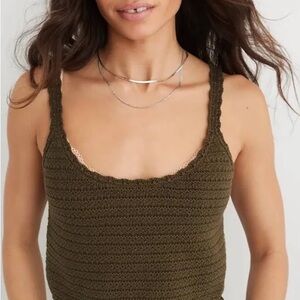Aerie Dark Olive Crochet Camisole